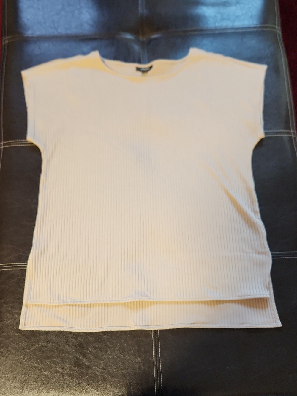 Alfani Cream Ribbed Short Sleeve Tee